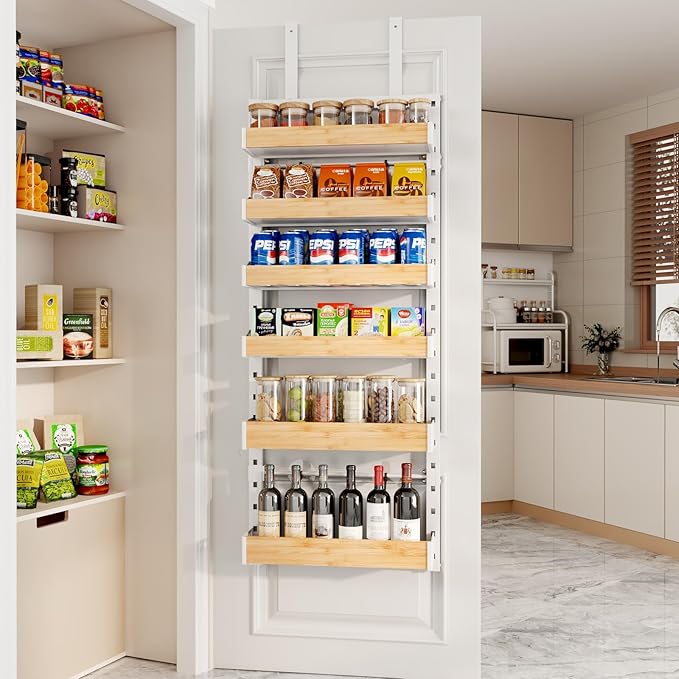 6-Tier Over The Door Pantry Organizer, Heavy-Duty Metal Wall Mount or Hanging