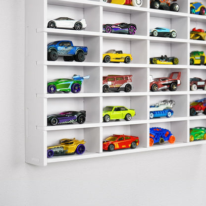 Krafetto Toy Car Display Shelf, Holds 40 Diecast 1/64 Toys Car, Wall Mount Model Cars Storage Organize Case
