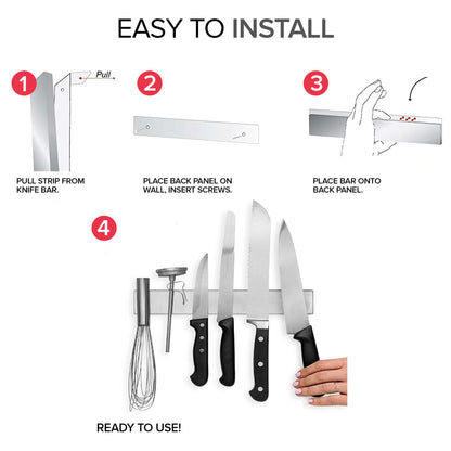 Modern Innovations 12 Inch Stainless Steel Magnetic Knife Bar with Multipurpose Use as Knife Holder, Knife Rack, Knife Strip, Kitchen Utensil Holder, Tool Holder, Art Supply Organizer, Home Organizer