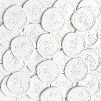 Pilloze 50Pcs White Self-Adhesive Wax Seal Stickers - Wax Seal Perfect for Wedding Invitation or Envelope Good Adhesion and Easy to Use, Wedding Invitation Accessories