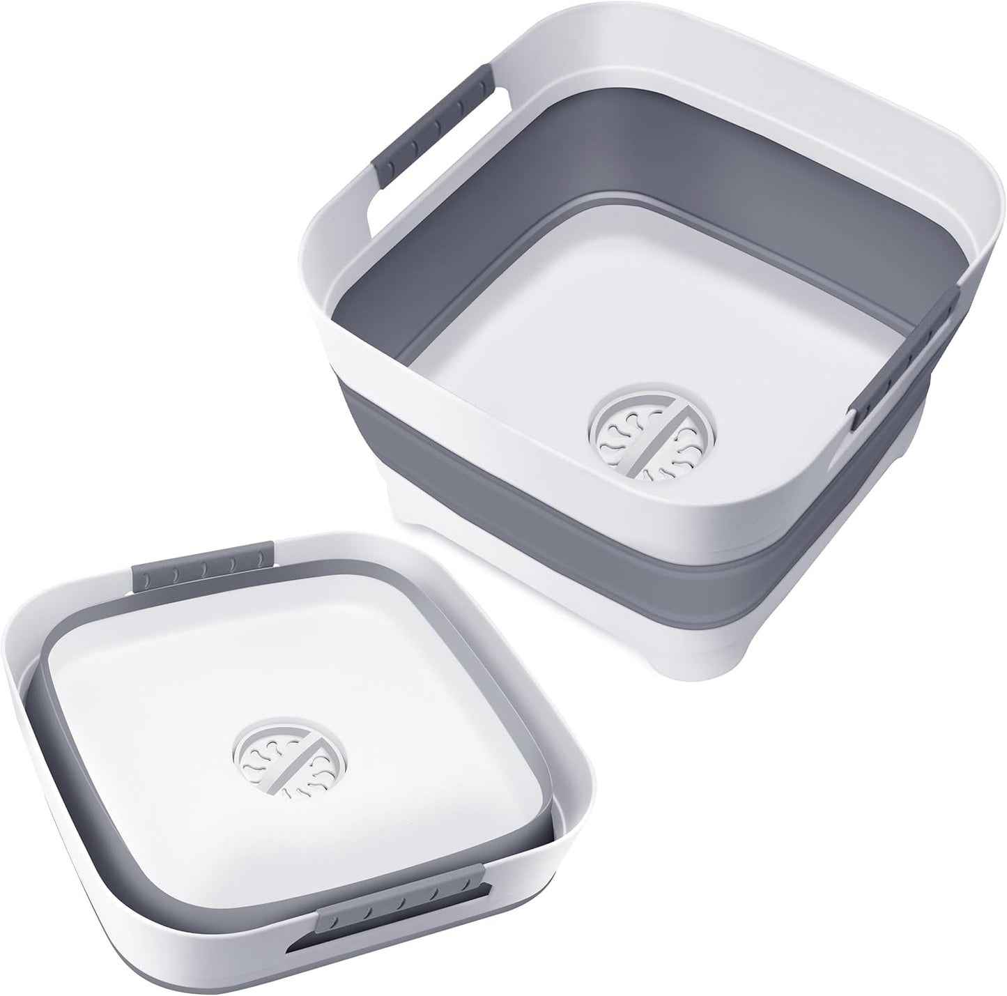 Collapsible Wash Basin with Drain Plug - Space-Saving Multiuse Tub for Washing Dishes, Vegetables - Versatile Soaking Basin for Baby Bottles, Pump Parts - Outdoor Camping Sink for RVs