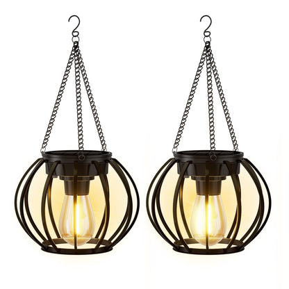 Ddlisu 2 Pack Solar Lanterns Outdoor Waterproof, Upgraded Metal LED Lanterns, Warm Light, Auto On/Off, Brighter Hanging Solar Lantern for Yard Patio Pathway Porch Garden Decor (Pumpkin)