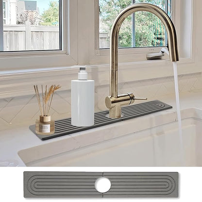 Stone Faucet Mat for Kitchen Sink- 15.6''x 3.9''Diatomite Fast-Drying Faucet Mat