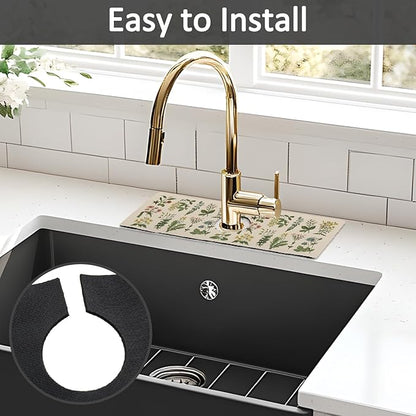 2PCS 15" X 5.5" Kitchen Sink Splash Guard Faucet Mat Floral Super Absorbent