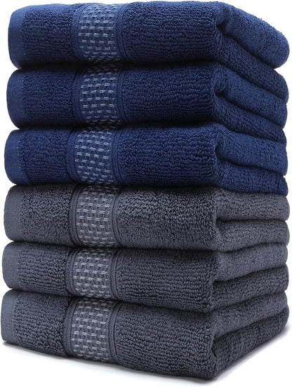 Cotton Hand Towels Set, 6-Piece Set, Super Absorbent Quick Drying, Bathroom