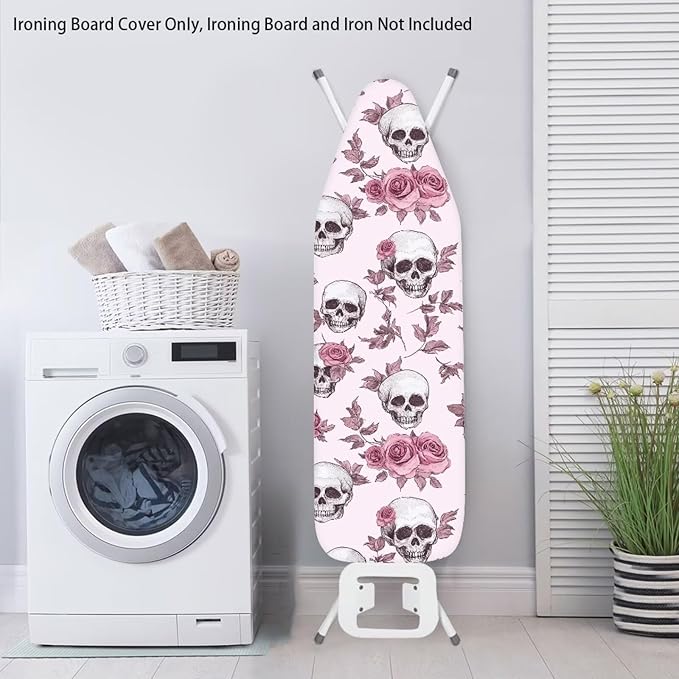 Ironing Board Covers Skull Pink Rose Stretchy Iron Board Cover and Pad