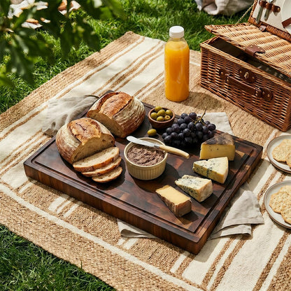 Black Walnut Wood Cutting Board 16.7x12", Heavy Duty Cutting Boards for Kitchen with Juice Groove & Non-slip Feet, Cutting Board for Meat & Veg, Charcuterie Boards, Wooden Trays (Black Walnut)