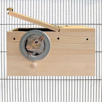 Sturdy Nest Box - Cage Attachment, Hinged Lid, Perching Ledge - for Sugar Glider, Squirrel, Rat, Finch, Parakeet, Lovebird, Parrotlet, Lovebird, Canary, Cockatiel, Other Birds & Small Pets (Large)