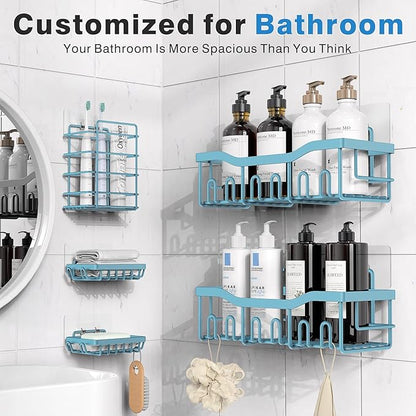 EUDELE 5-Pack Rustproof Stainless Steel Shower Caddy – No Drill Adhesive