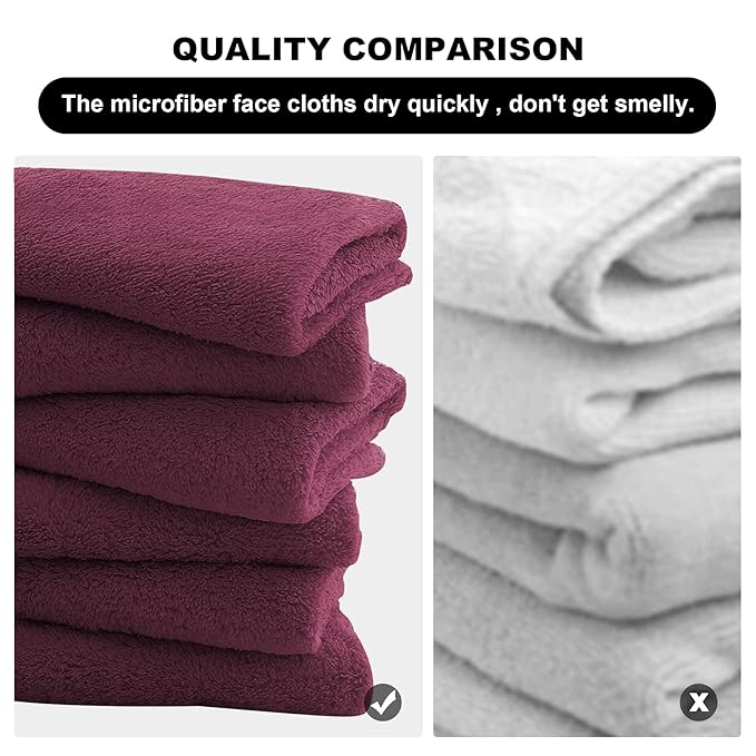 MOONQUEEN Microfiber Facial Cloths Fast Drying Washcloth 12 Pack