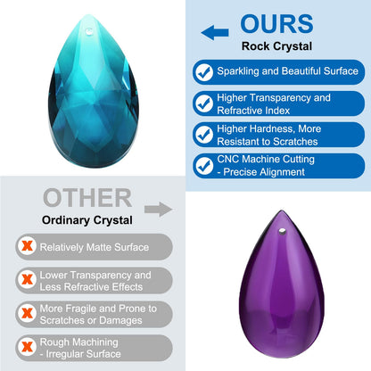 PATIKIL Teardrop Crystal Chandelier Pendants Beads, 10 Pack 60mm Length 38mm Chandelier Prisms Parts Ornaments Hanging Beads for DIY Arts Crafts Decoration, Sky Blue