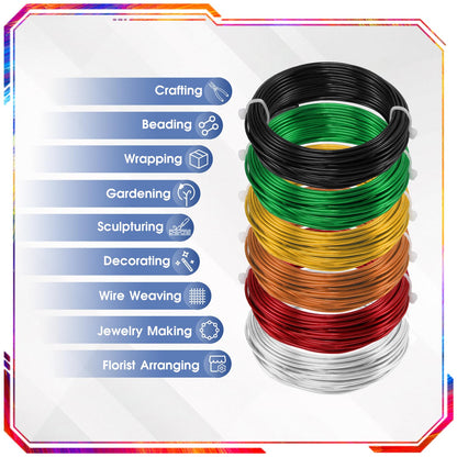 YTKavq Aluminum Craft Wire,14 Gauge 6 Rolls Jewelry Beading Wire for Jewelry Making, DIY Crafts & Floral Design - Soft Bendable Metal Wire, Perfect Alternative to Copper Wire (33FT x 6)