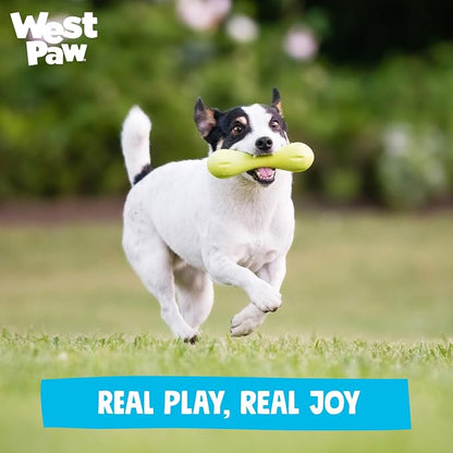 West Paw Zogoflex Hurley Dog Bone Chew Toy – Floatable Pet Toys for Aggressive Chewers, Catch, Fetch – Bright-Colored Bones for Dogs – Recyclable, Dishwasher-Safe, Non-Toxic, X-Small, Granny Smith
