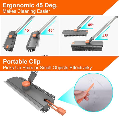 Floor Scrub Brush with Long Handle, BITOPE 3 in 1 Stiff Bristles Deck Brush
