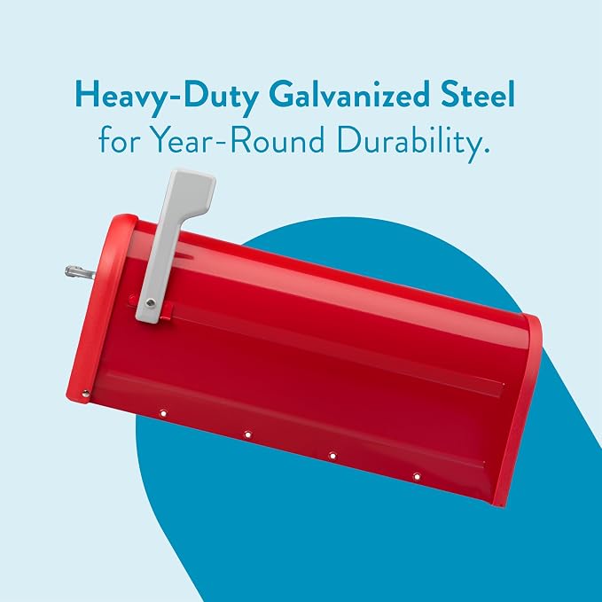 Architectural Mailboxes Chadwick Post Mount Mailbox, Red, Medium | Galvanized steel build for outside with weather-resistant build and rust-resistant powder-coat finish. USPS approved.