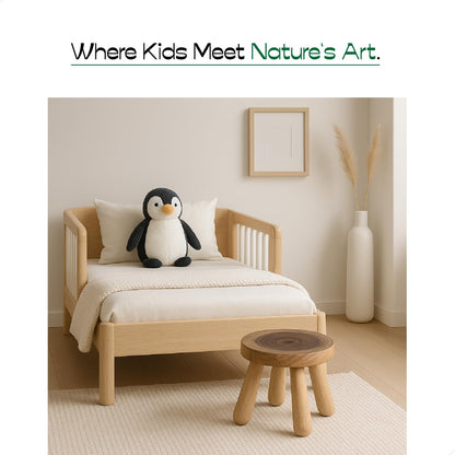ABBI NIMO Small Short Solid Wood Step Stool, Natural Growth Ring Wood Stool for Kids and Toddlers, Simple Minimalist Riser for Plants and Home Décor