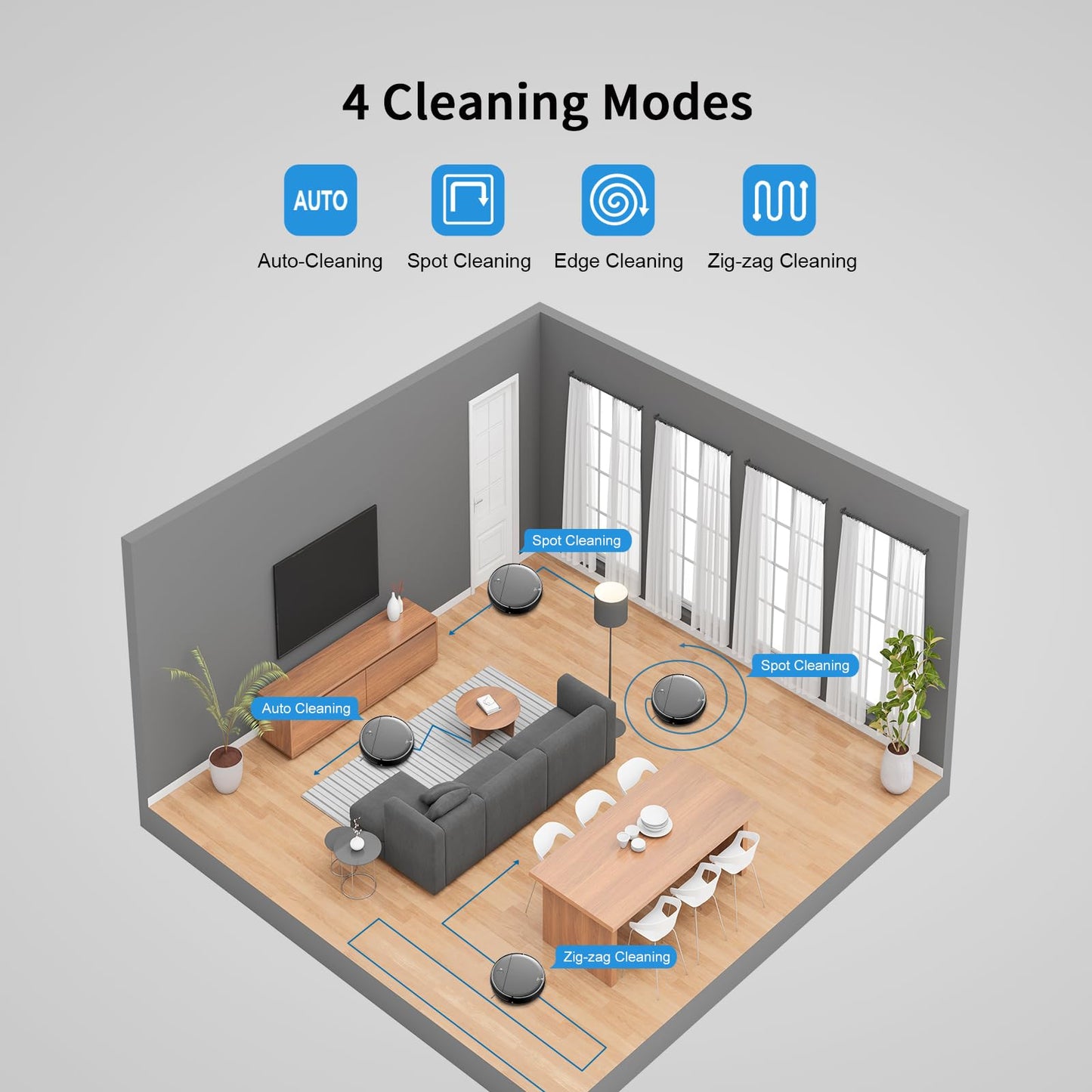 Robot Vacuum and Mop Combo, 2 in 1 Mopping Robot Vacuum Cleaner with Schedule, Wi-Fi/Voice/App, Strong Suction, Easy of Use, Self-Charging Robotic Vacuum, Slim, Ideal for Hard Floor, Pet Hair, Carpet