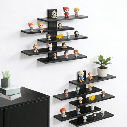 GYHPD Wooden Floating Shelf for Wall, Figurine Display Shelf, Small Display Shelf for Collectibles, Toys, Mini Decor and Characters, 16 Inch Wall Mounted Wood Shelf with Detailed Installation