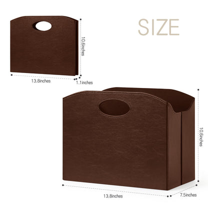 PreTidy Magazine Rack Floor foldable Magazine Holders Basket Organizer Newspaper Storage Bin Organizer for Home Document File Holder brown