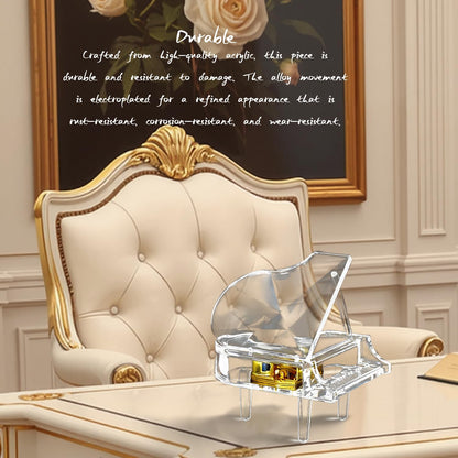 YCXYQ Transparent - Piano Music Box Mechanical Clockwork Crystal Piano High-End Acrylic Ornament Crystal Craft (Music: Canon)