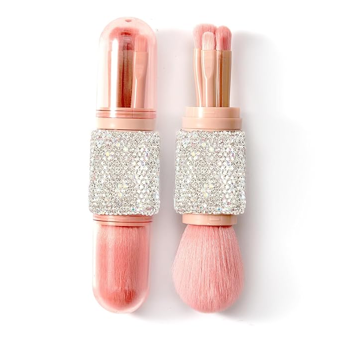 WOKOTO 4 in 1 White Diamond-Embellished Makeup Brushes