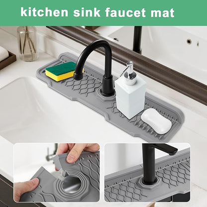 17 Inch Faucet Mat For Kitchen Sink Splash Guard Behind Faucet, ，5°Slope Fast
