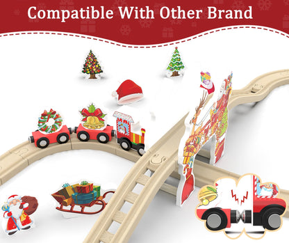 Wooden Train Set, Train Track for Toddlers 3-5, Wooden Tracks Kids Girls Boys Toys, 42Pcs Trains Toy Set for 3 4 5 6 Year Old Compatible with Thomas, Brio