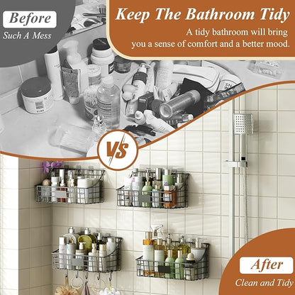 Hanging Wall Wire Basket-4Pack, Large Metal Organizer Baskets & Bathroom Shower