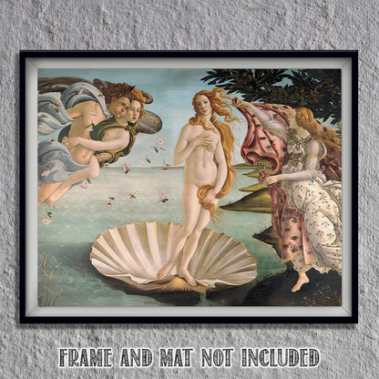 The Birth of Venus - Italian Renaissance Painting by Sandro Botticelli 11x14 Unframed Print - Venus Mythology Wall Art, Botticelli Wall Decor, Renaissance Artwork, Historical Art for Home or Office