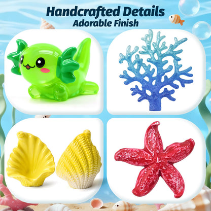 23Pcs Axolotl Cake Topper Kit, Adorable Axolotl Birthday Decorations for Cakes, Cupcakes & Party Dessert Table, Ocean Theme Party Supplies