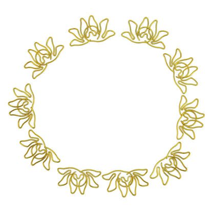 Kukyller 100PCS Small Gold Paper Clips, Small Metal Lotus Flower Shaped Paper Clips Decorative Paperclips Portable Office Supplies for Office School Home Desk Organizers