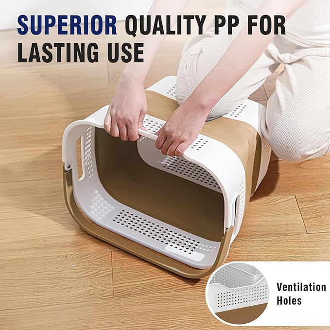 TECHMILLY Collapsible Plastic Laundry Basket Hamper