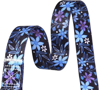 Mihqy Dog Collar with Bohemia Floral Tribal Geometric Patterns - Soft Ethnic Style Collar Adjustable for Small Medium Large Dogs(Floral Blue,S)