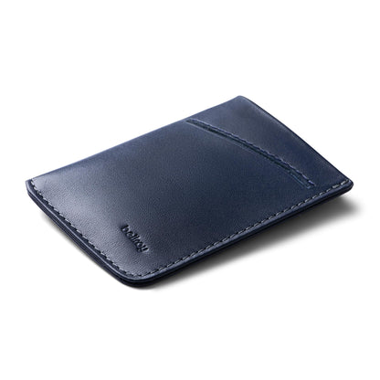 Bellroy Card Sleeve (Premium Leather Card Holder or Minimalist Wallet, Holds 2-8 Cards or Business Cards, Folded Note Storage) - Navy
