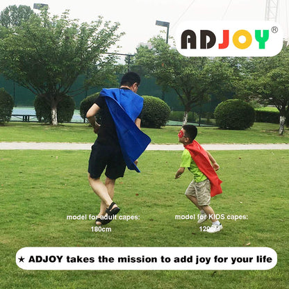 ADJOY Kids Superhero Capes and Masks with Large Superhero Stickers - Super Hero Costume for Parties - 10 Sets (20PCS)