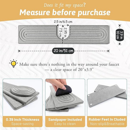 Stone Faucet Mat For Kitchen Sink, Super Absorbent, Sink Stone Quick Dry Around
