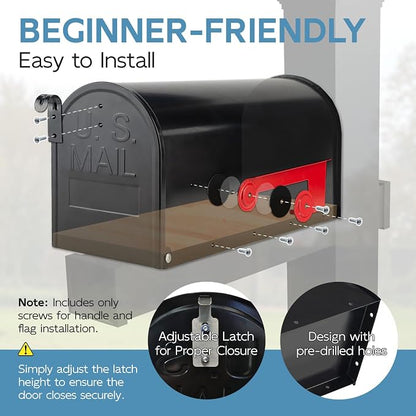 BlissBoard Black Metal Mailbox, Galvanized Steel Outside Mailboxes, Standard Medium Capacity, 20 x 8.7 x 6.7 Inches