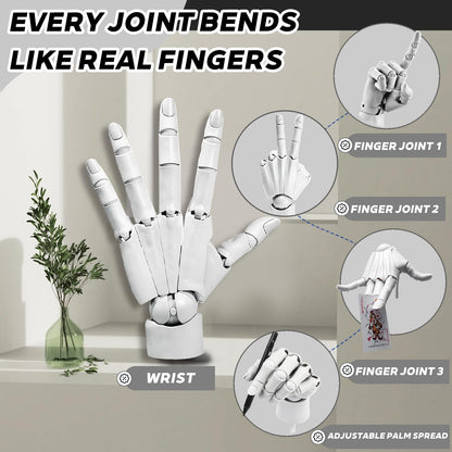 Flexible Hand Model Adjustable Artists Manikin Hand Figure Poseable Art Mannequin for Drawing Mannequin Lively Manikin Figure Hand Model for Desk Decoration Sketching Painting (Left Hand-White)