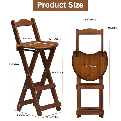 Yuxitia Folding Bar Stool Kitchen24 inch Folding Kitchen Counter Chair Portable Wooden Bar Stool Outdoor Shop Kitchen Restaurant Coffee Stool 1 (Brown)