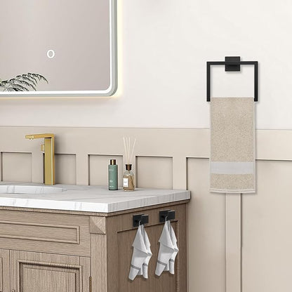 JOPOFI 10 Piece Bathroom Towel Bar Set - 23.6 Inch Bathroom Towel Holder, Thicken Stainless Steel Towel Racks for Bathroom Wall Mounted, Bathroom Hardware Accessories Set - Matte Black