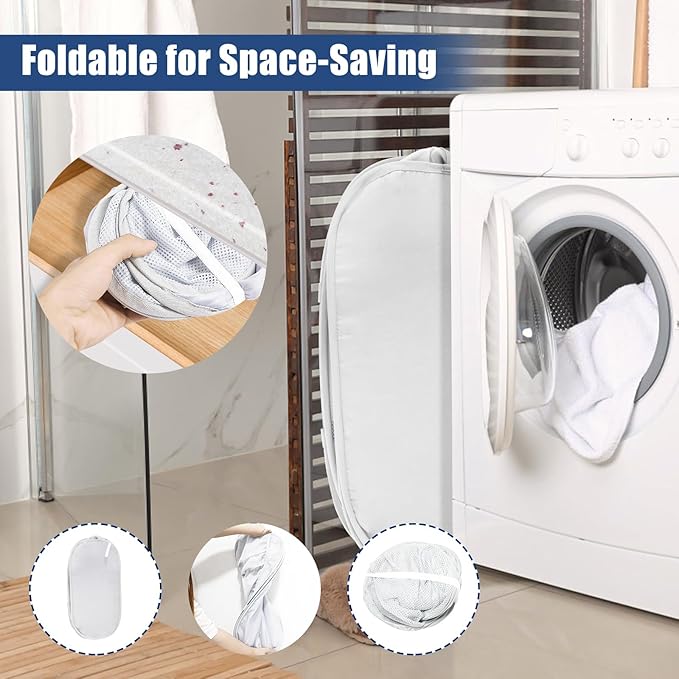2 Pack Collapsible Laundry Baskets, Upgrade Pop Up Laundry Hamper