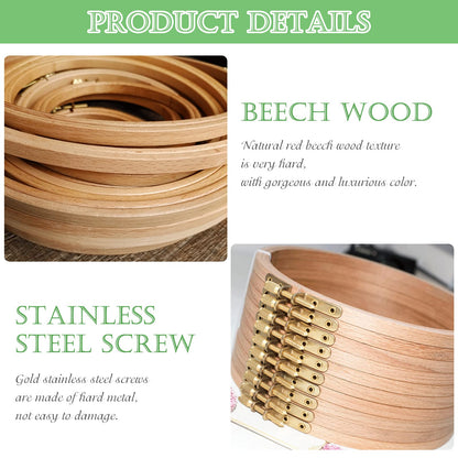 ZOCONE 6 PCS Beech Wood Embroidery Hoops, Wood Circle Hoop Ring Cross Stitch Hoop for Embroidery, Cross Stitch, Needlework, Art Craft Handy Sewing and Christmas Decoration (Size-6")