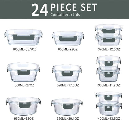 M MCIRCO 24-Piece Glass Food Storage Containers