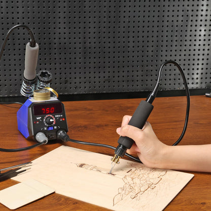 WEP 939D-VI Dual Pen Wood Burning Kit 250-750℃/482-1382℉ A/B Toggle Wood Burning Tool with 2 Detachable Pens, 20 Wood burner Tips, Dual-Barrel Holder. Suitable for Pyrography, Leather Burning Kit