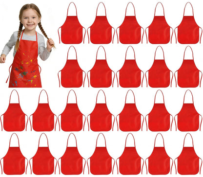 RAIHOMKIT 24 Pieces Apron, 13 x 18.9 inch Red Art Smock, Paint Aprons Smocks, Neck Hanging Painting Aprons for Party Kitchen Art Crafts Painting Activity
