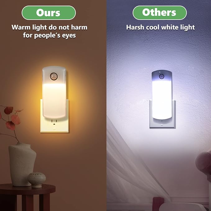 Enhon 9 Pack Emergency Power Failure Night Lights, Motion Sensor Night Light, Automatic Dusk to Dawn, Emergency Lights for Home, Bedrooms, Hallways, Black Outs, Rechargeable