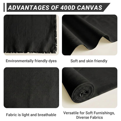 Q&J Fabric Co. 3 Yards Black Canvas Fabric by the Yard 8oz 400D Cotton Blend Canvas Material 59 Inch Wide for Sewing DIY Crafts Home Decor Tote Bags
