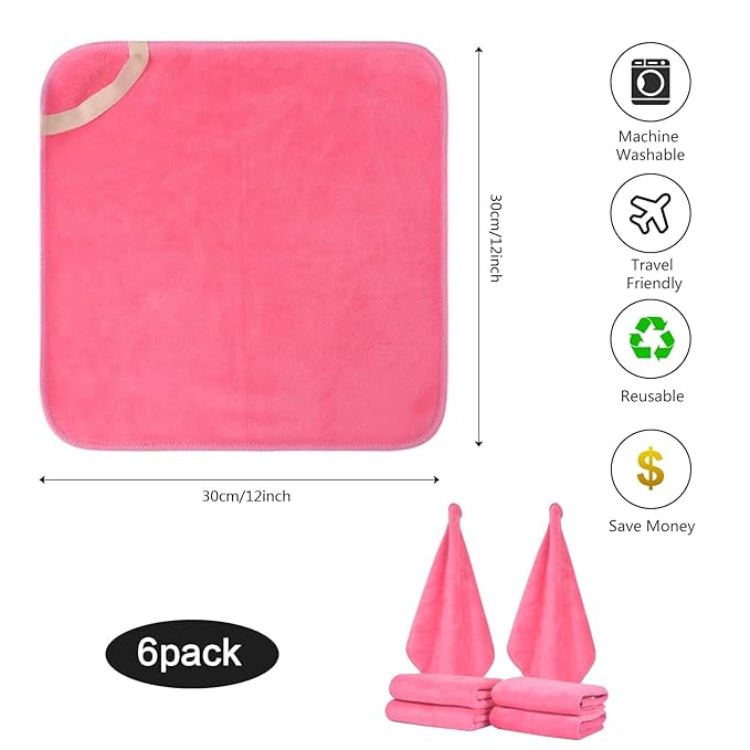 SINLAND Microfiber Facial Cloths Fast Drying Washcloth 12inch x 12inch Dark