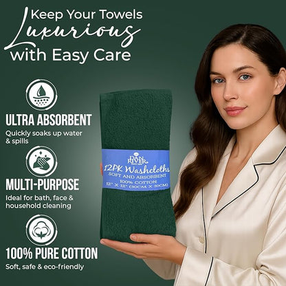 DAN RIVER 12 Pack Wash Cloths for Showering