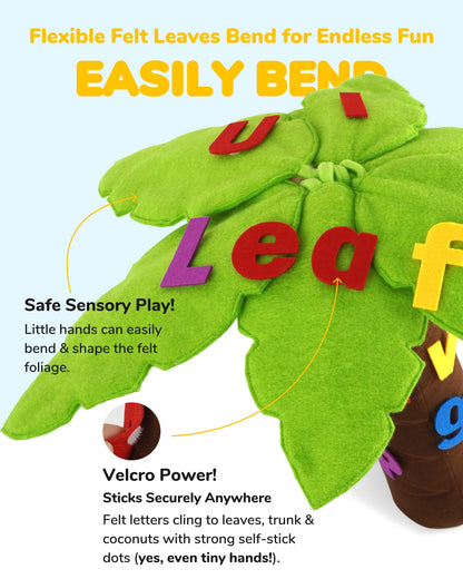 CHEFAN Felt Letter Tree, Freestanding Coconut Tree, Alphabet Game Set Props from The Childhood Favorite Book for Early Education Home Classroom Play